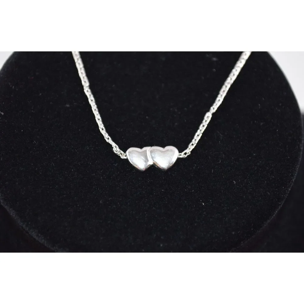 Vintage Monet Silver Tone with Double Hearts Bracelet  7